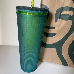 2022 STARBUCKS MOUNTAIN DEW GREEN VENTI GRID SOFT TOUCH TUMBLER CUP 24oz